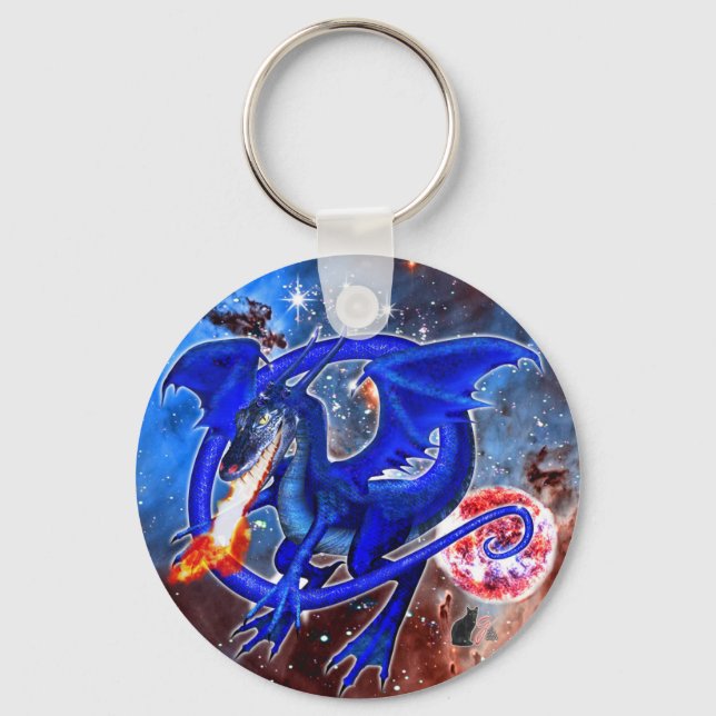 Azurite Cosmic Dragon  Key Ring (Front)