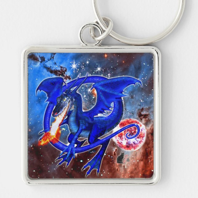 Azurite Cosmic Dragon  Key Ring (Front)