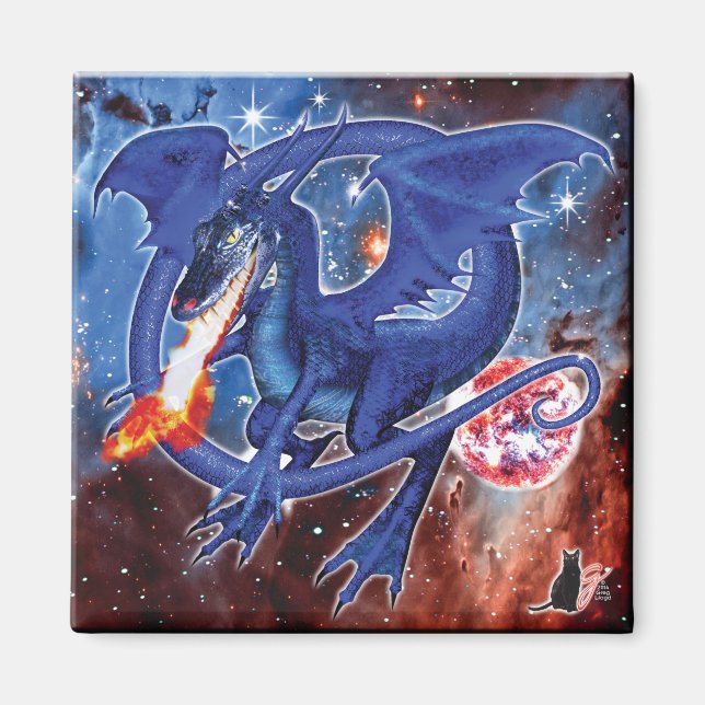 Azurite Cosmic Dragon Magnet (Front)