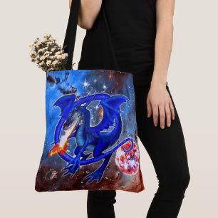 Azurite Cosmic Dragon Tote Bag