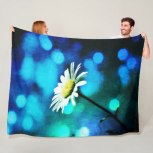 Azurite Malachite Daisy Fleece Blanket