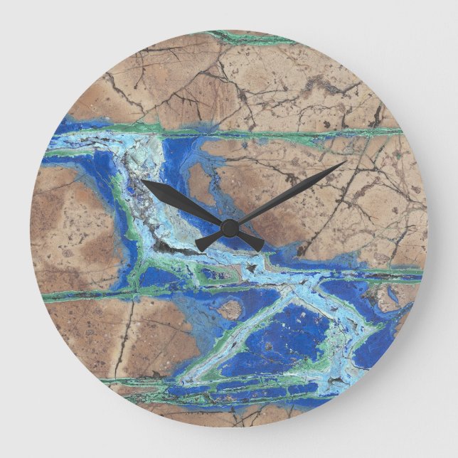 Azurite Malachite Stone Wall Clock (Front)