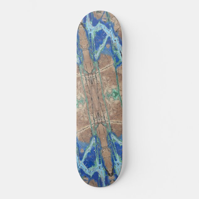 Azurite Stone  Beige and Turquoise Skateboard (Front)
