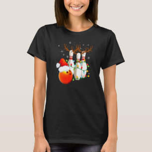 B0wling Christmas B0wling Santa Hat Christmas Lig T-Shirt
