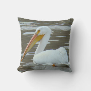 B15 White Pelican on Muddy Water Cushion