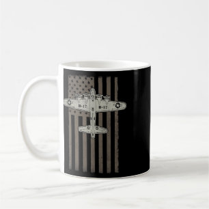 B17 Bomber Ww2 Plane Aircraft Usa Flag Veteran Pil Coffee Mug