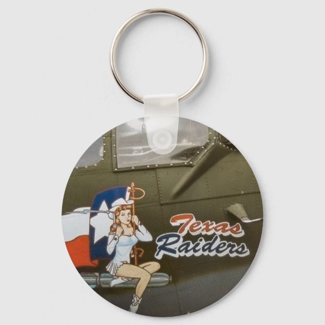 B17 Texas Raiders Nose Art Key Ring (Front)