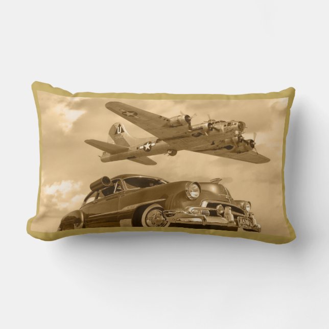 B17 WWII Bomber Over Chevy Lumbar Cushion (Front)