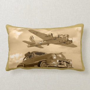 B17 WWII Bomber Over Chevy Lumbar Cushion