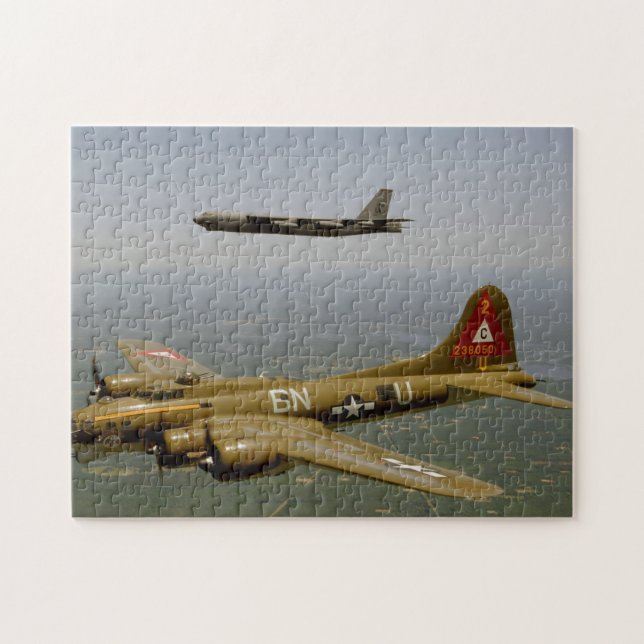 B17G and B52H Bombers in Flight Jigsaw Puzzle (Horizontal)