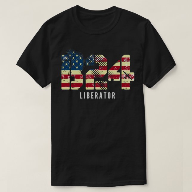 B24 Liberator WWII Bomber Aeroplane USA Flag Class T-Shirt (Design Front)