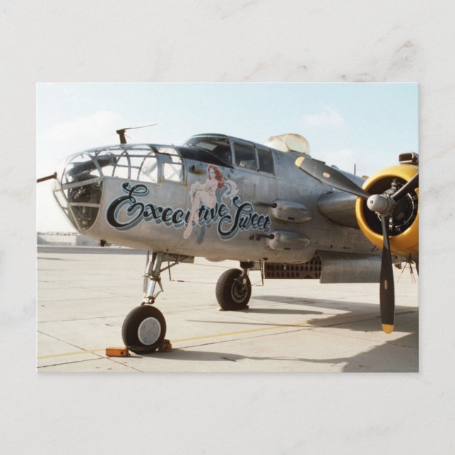 B25 MITCHELL BOMBER " EXECUTIVE SWEET" NOSE ART POSTCARD (Front)