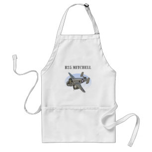 B25 Mitchell Bomber Silver Plane Standard Apron
