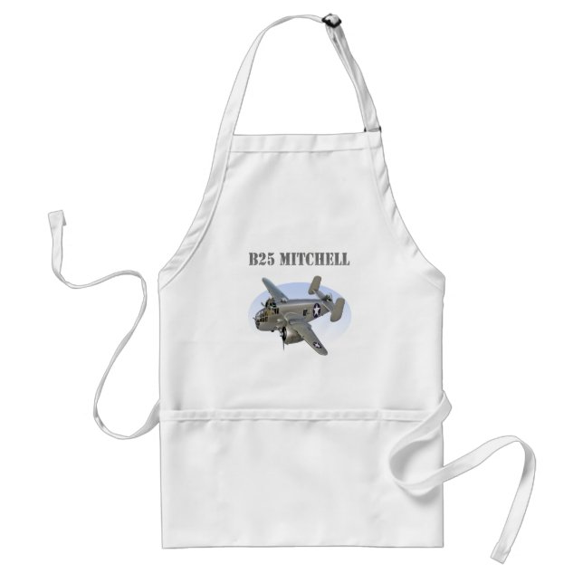 B25 Mitchell Bomber Silver Plane Standard Apron (Front)