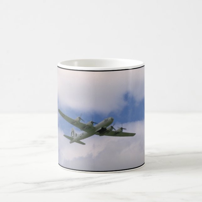 B29, Blue Sky And Clouds_WWII Planes Coffee Mug (Center)
