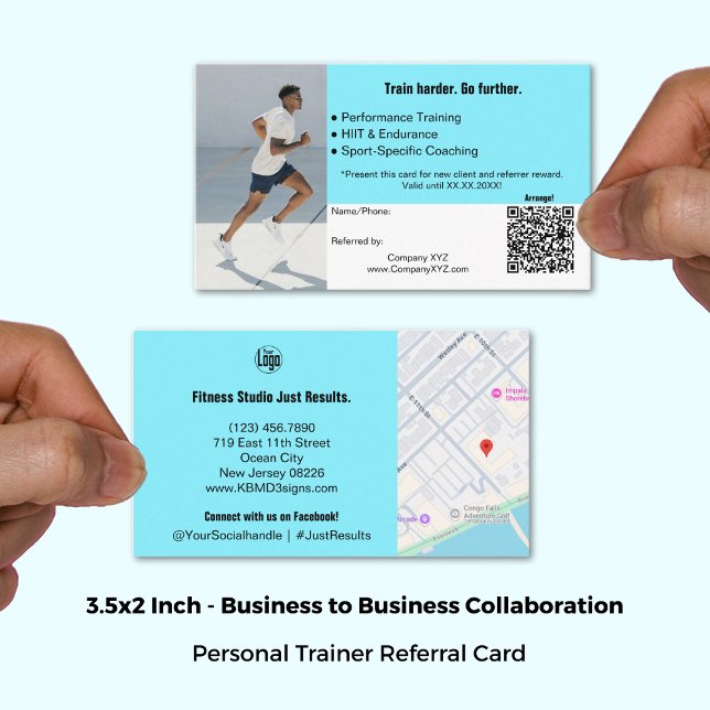 B2B Services QR Code Electric Blue Black Referral Card (3.5x2 Inch, B2B Services QR Code Electric Blue Black Referral Card)