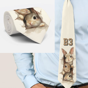 B3 Three Bunnies 3D Illusion  Tie