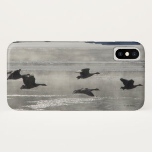 B47 Canadian Geese Over Frozen River iPhone X Case