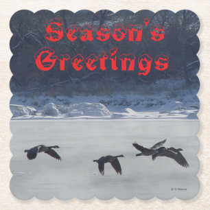 B48b Canadian Geese Over Frozen River Coaster