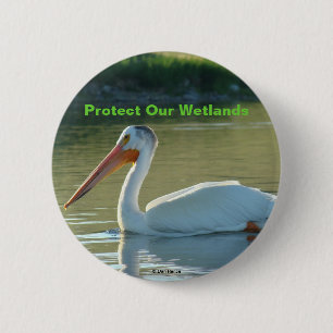 B4 White Pelican 6 Cm Round Badge