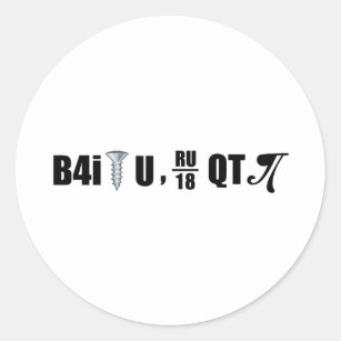 B4i screw U RU over 18 QT pi Classic Round Sticker