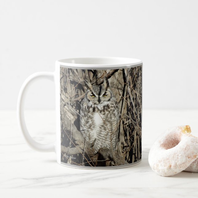 B51 Great Horned Owl Coffee Mug (With Donut)