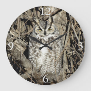 B51 Great Horned Owl Large Clock