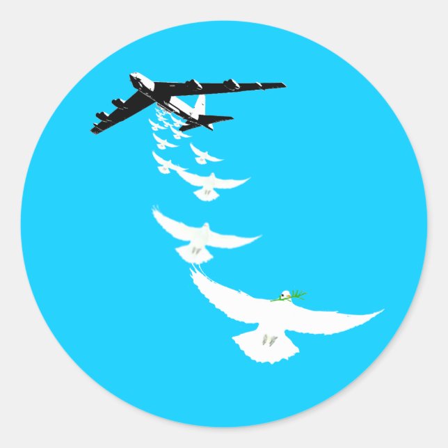 B52 Peace Dove Bomber Classic Round Sticker (Front)