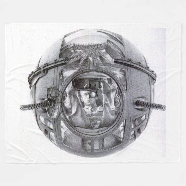 B-17 BALL TURRENT GUNNER FLEECE BLANKET (Front (Horizontal))