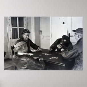 B-17 Bomber pilots playing cards Poster