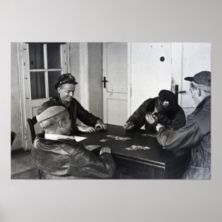 B-17 Bomber pilots playing cards Poster