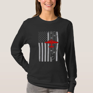 B-17 Flying Fortress Aeroplane American Flag Runwa T-Shirt