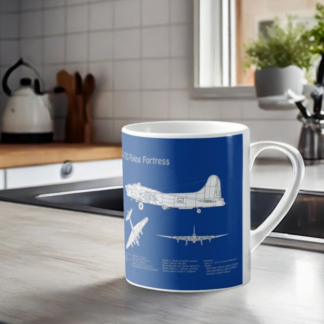 B-17 Flying Fortress - Aeroplane Blueprint Plan AB Coffee Mug (Creator Uploaded)