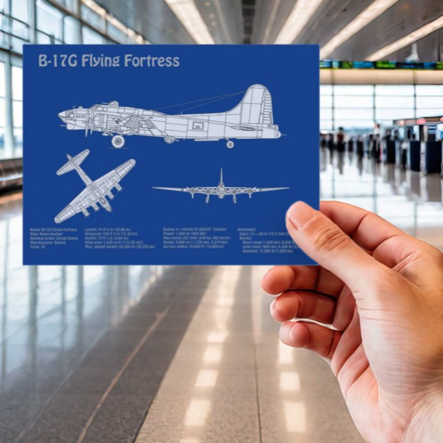 B-17 Flying Fortress - Aeroplane Blueprint Plan AB Postcard (Creator Uploaded)