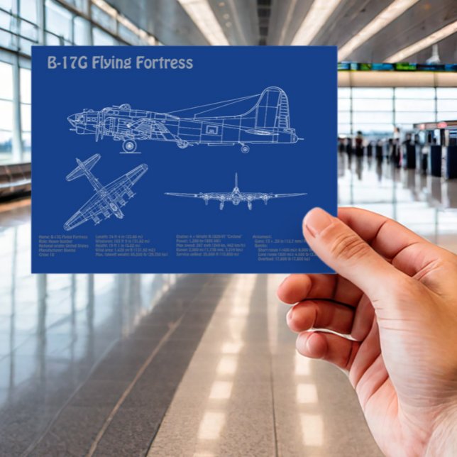 B-17 Flying Fortress - Aeroplane Blueprint Plans A Postcard (Creator Uploaded)