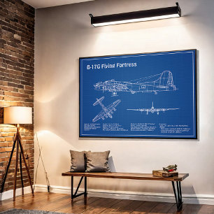B-17 Flying Fortress - Aeroplane Blueprint Plans A Poster