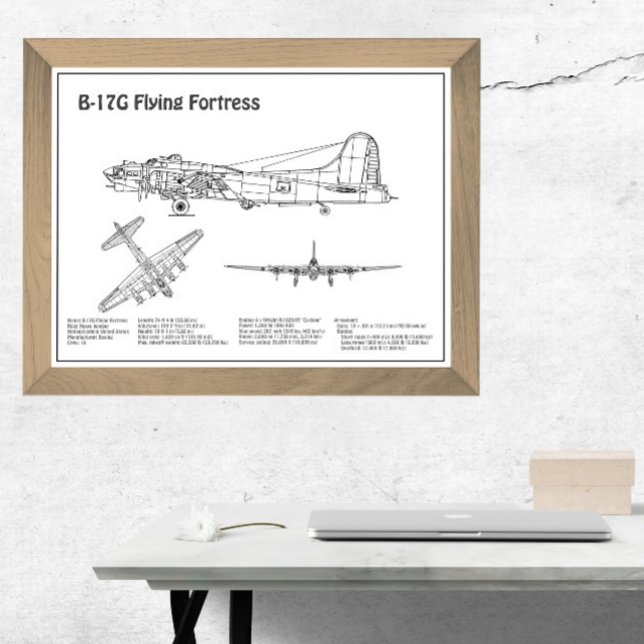 B-17 Flying Fortress - Aeroplane Blueprint Plans B Photo Print (Creator Uploaded)