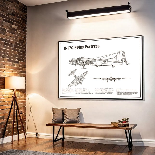 B-17 Flying Fortress - Aeroplane Blueprint Plans B Poster (Creator Uploaded)