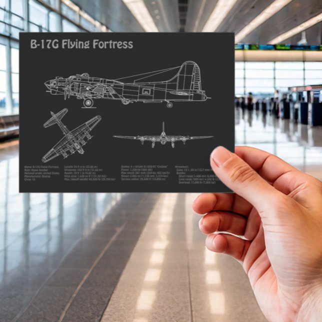 B-17 Flying Fortress - Aeroplane Blueprint Plans P Postcard (Creator Uploaded)