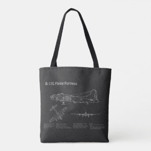 B-17 Flying Fortress - Airplane Blueprint Plans PD Tote Bag