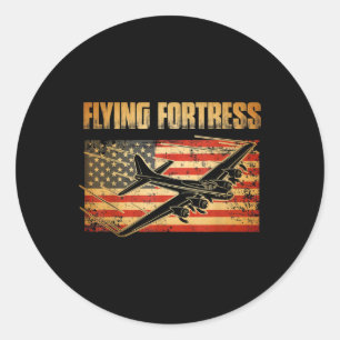 B-17 Flying Fortress American Flag Patriot Classic Round Sticker