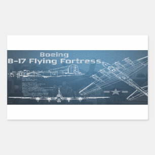 B-17 Flying Fortress Blueprint Rectangular Sticker