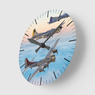 B-17 Flying FORTRESS BOMBER SQUADRON Round Clock