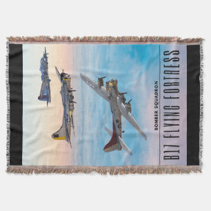 B-17 Flying FORTRESS BOMBER SQUADRON Throw Blanket