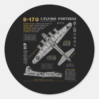 B-17 Flying Fortress Ww2 B-17G Bomber Aviation Classic Round Sticker