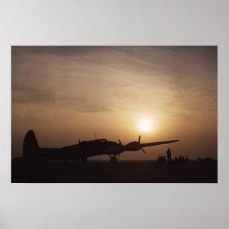 B-17 Sunset Langley 1942 | Vintage Photo Poster