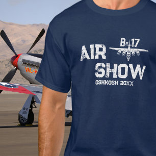 B-17 Vintage Airplane Airshow WWII Military Navy T-Shirt
