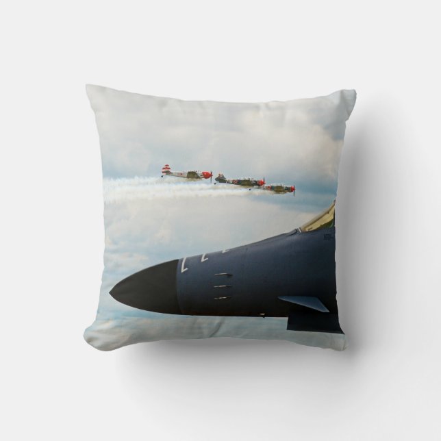 B-1 Bomber and WWII Fighters Cushion (Front)