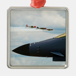 B-1 Bomber and WWII Fighters Metal Ornament