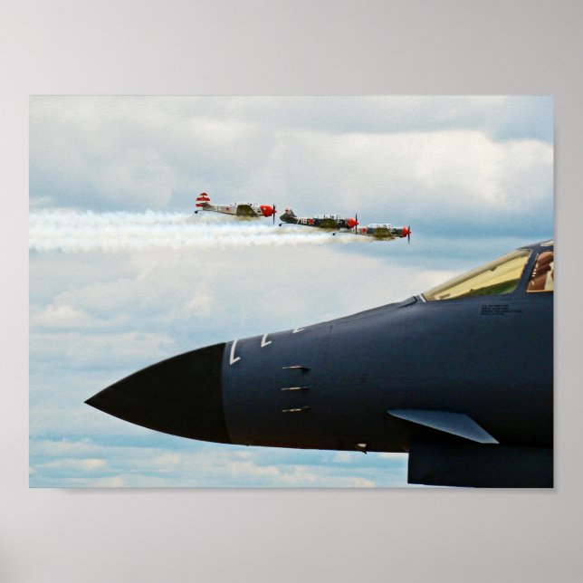 B-1 Bomber and WWII Fighters Poster (Front)